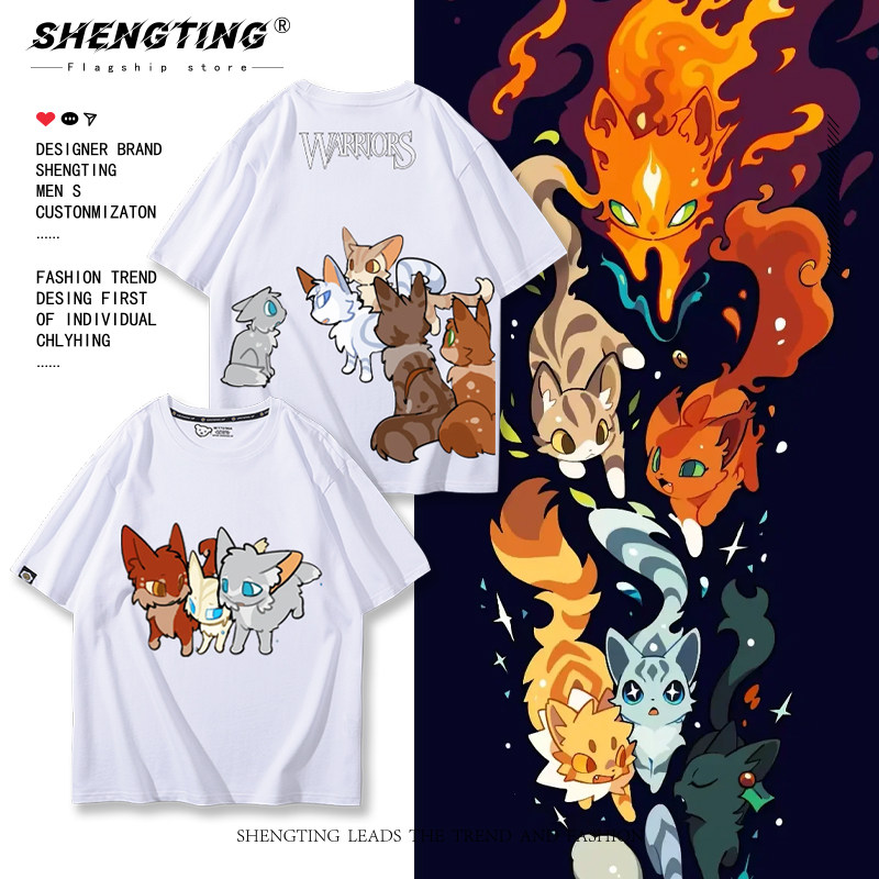 猫武士Warriors Cats周边短袖狮焰松鸦羽冬青叶同人夏季百搭T恤衫
