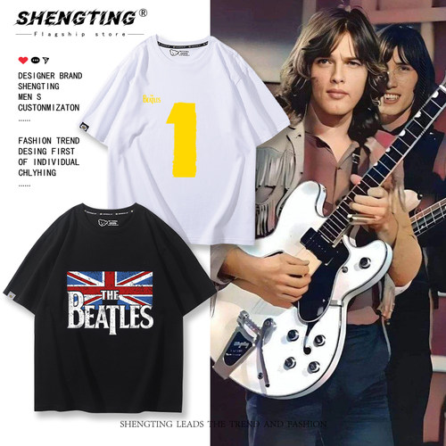 The Beatles披头士乐队周边短袖男女夏季纯棉美式摇滚复古上衣服