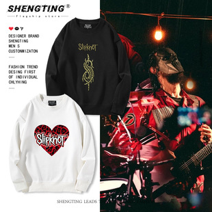 SLIPKNOT活结乐队周边圆领卫衣男女秋冬加绒长袖休闲百搭上衣服潮