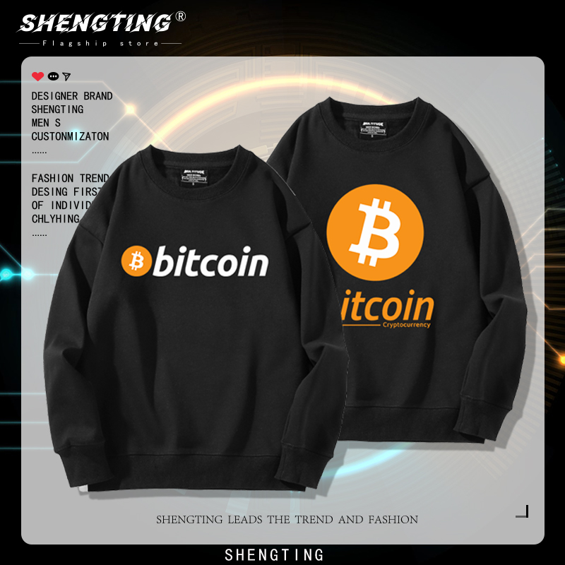 马斯克货币进化BITCOIN圆领卫衣男比特币BTC区块链衣服币圈印花潮