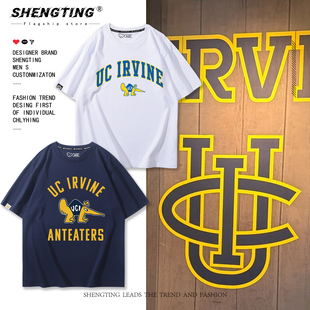 UCI加州大学尔湾分校周边短袖男女学生夏季纯棉校友会纪念品T恤衫
