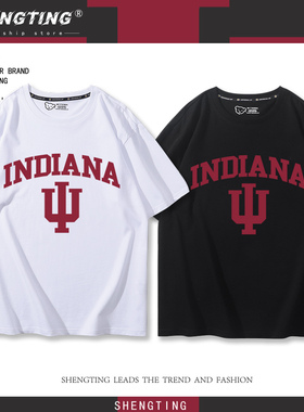 美国印第安纳大学Indiana学院风短袖T恤男女款夏季Vintage半袖潮