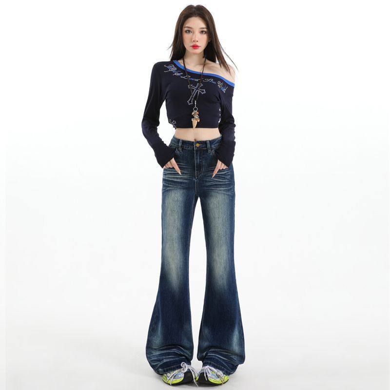 2026美式复古辣妹低腰喇叭裤弹力修身显瘦秋冬牛仔裤女&长裤加长,女装/女士精品,牛仔裤,淘宝优惠券,粉丝福利购,淘宝优惠卷