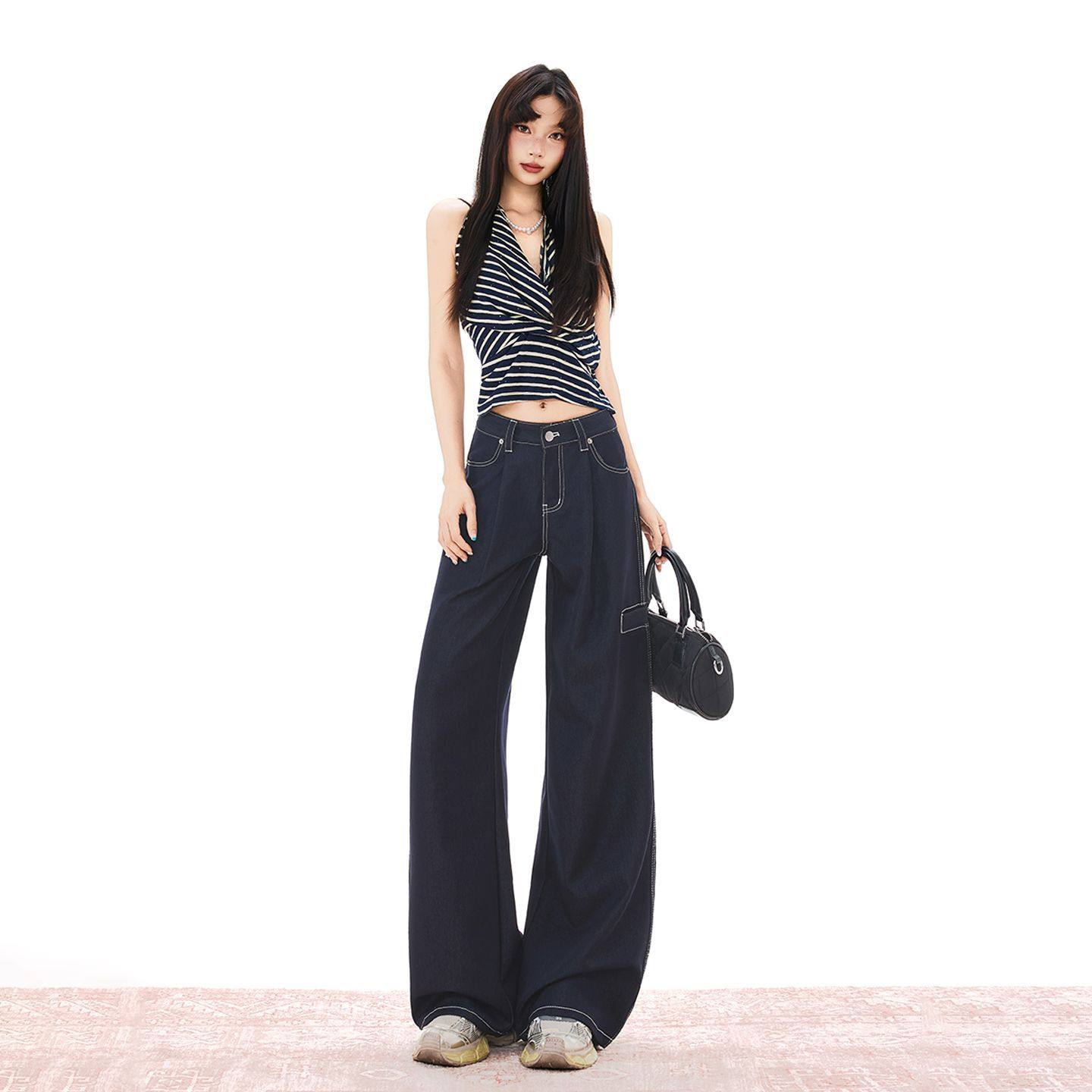 26ss | 2026春夏新款牛仔美式复古长裤显瘦舒适辣妹垂感拖地慵懒,女装/女士精品,牛仔裤,淘宝优惠券,粉丝福利购,淘宝优惠卷