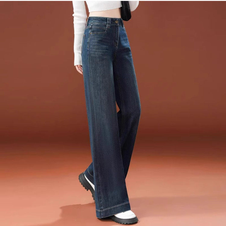 特大码复古牛仔阔腿裤女2025秋冬新款高腰垂感宽松百搭长裤直筒裤,女装/女士精品,大码裤装,淘宝优惠券,粉丝福利购,淘宝优惠卷