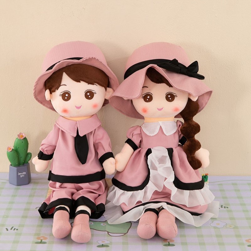 压床女友陪嫁一对抱枕公仔婚庆女生新款红色床上娃娃结婚新郎毛绒