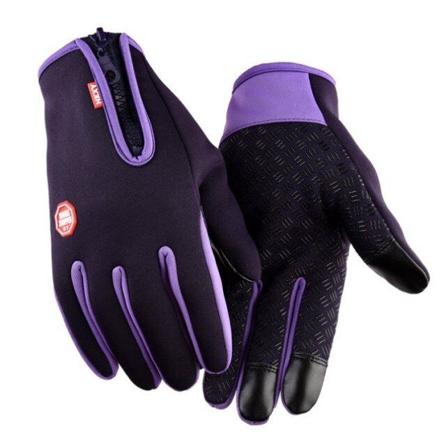 登山抓绒手套防风滑雪保暖拉链手套全指触男女户外屏防水手套骑行