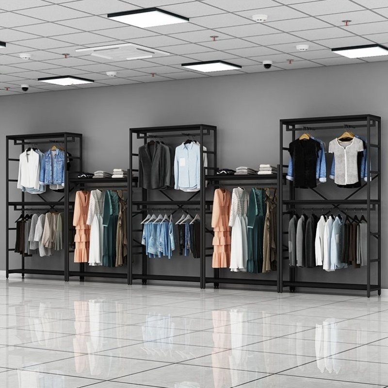 货架展示架服装店简约服装组合店铺男女挂衣架铁艺落地式两层童装,住宅家具,家用陈列柜,淘宝优惠券,粉丝福利购,淘宝优惠卷