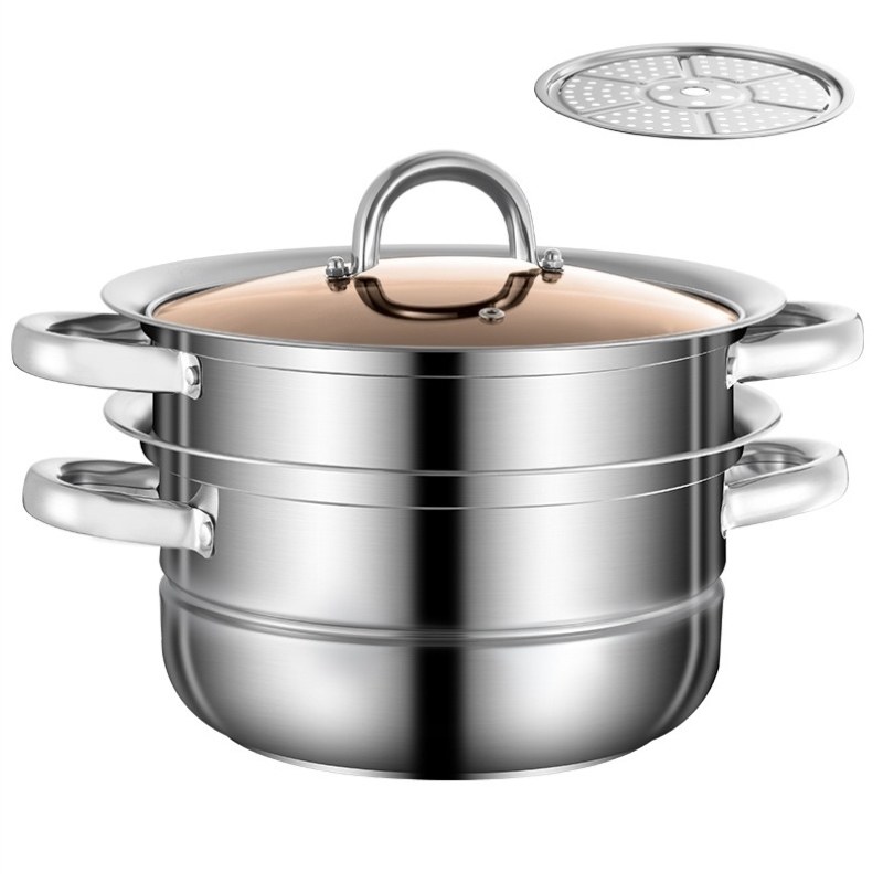 汤锅级锅煮面电磁炉厨房食用蒸锅新款大容量不锈钢多用多功能通用
