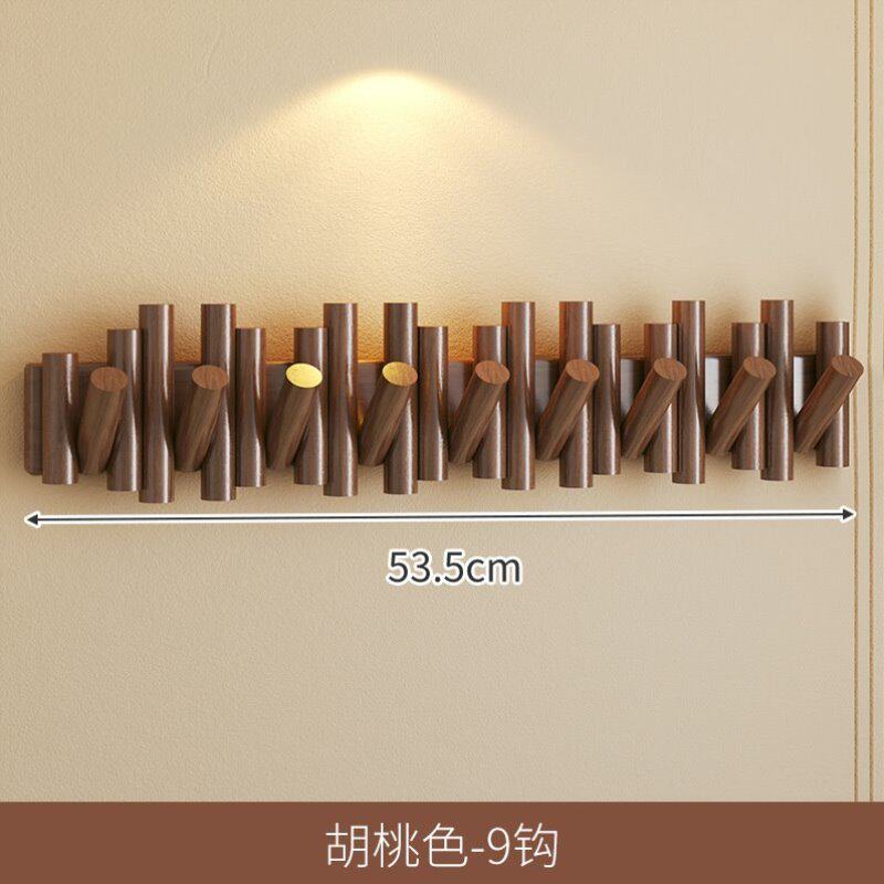 玄关挂衣架挂钩打孔免卧室衣服钢琴壁挂进门墙上衣帽架入户键实木