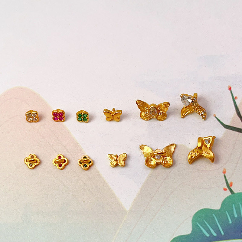 s925银镀金蝴蝶鱼尾四叶草纽扣尾扣配件配饰手链手串DIY半成品,饰品/流行首饰/时尚饰品新,其他DIY饰品配件,淘宝优惠券,粉丝福利购,淘宝优惠卷