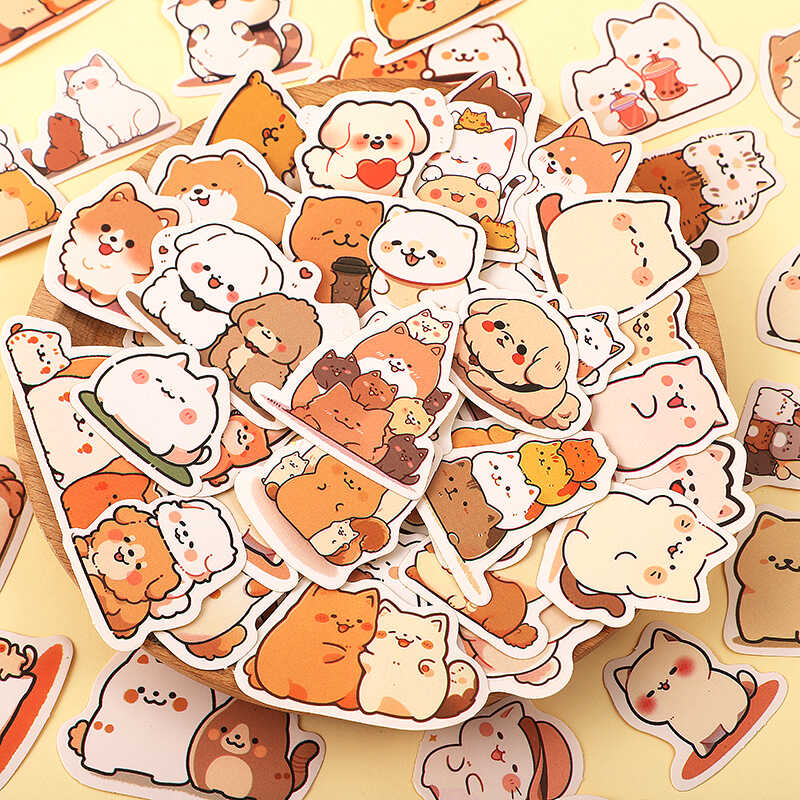 猫咪和小狗贴纸动物可爱手账情侣相册防水装饰卡通萌宠儿童贴画