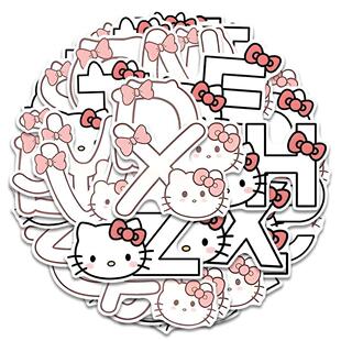 kitty凯蒂猫字母100张笔记本电脑贴纸手帐卡通可爱拉杆箱手机装 饰