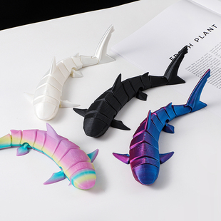 3d打印鲨鱼关节动鱼缸造景茶宠儿童洗澡玩具仿真海洋生物模型手办