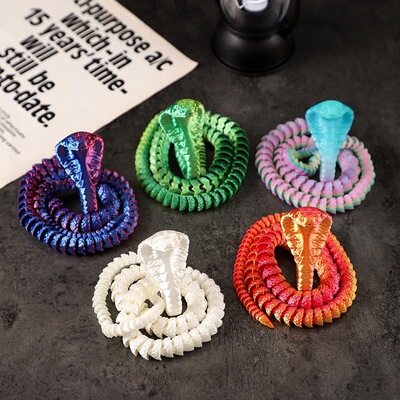 3d打印眼镜蛇蝰蛇蟒蛇响尾蛇儿童玩具可动装饰品摆摊摆件礼物手办