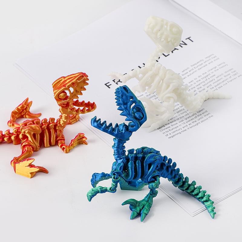 3d打印猛禽龙恐龙摆件骨架霸王中国龙玩具摆件儿童手办礼物可动