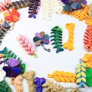 3D打印骨头四叶草鱼骨挂件立体儿童创意玩具关节可动摆件礼物礼品