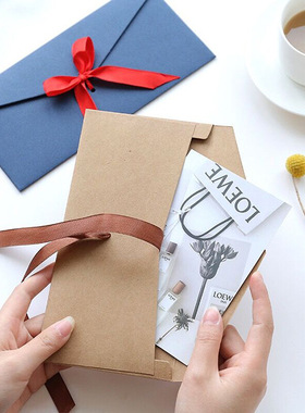 加厚高档丝带信封套装ins风质感高级复古小众浪漫情侣信纸信件