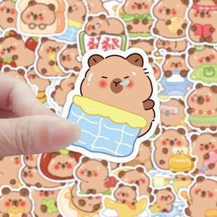 手账贴纸可爱卡通儿童100张卡皮相册电脑巴拉水豚手机DIY装 饰贴画