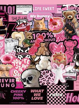 粉墨贴纸ins风韩国可爱卡通手机壳水杯手帐DIY装饰涂鸦防水贴画