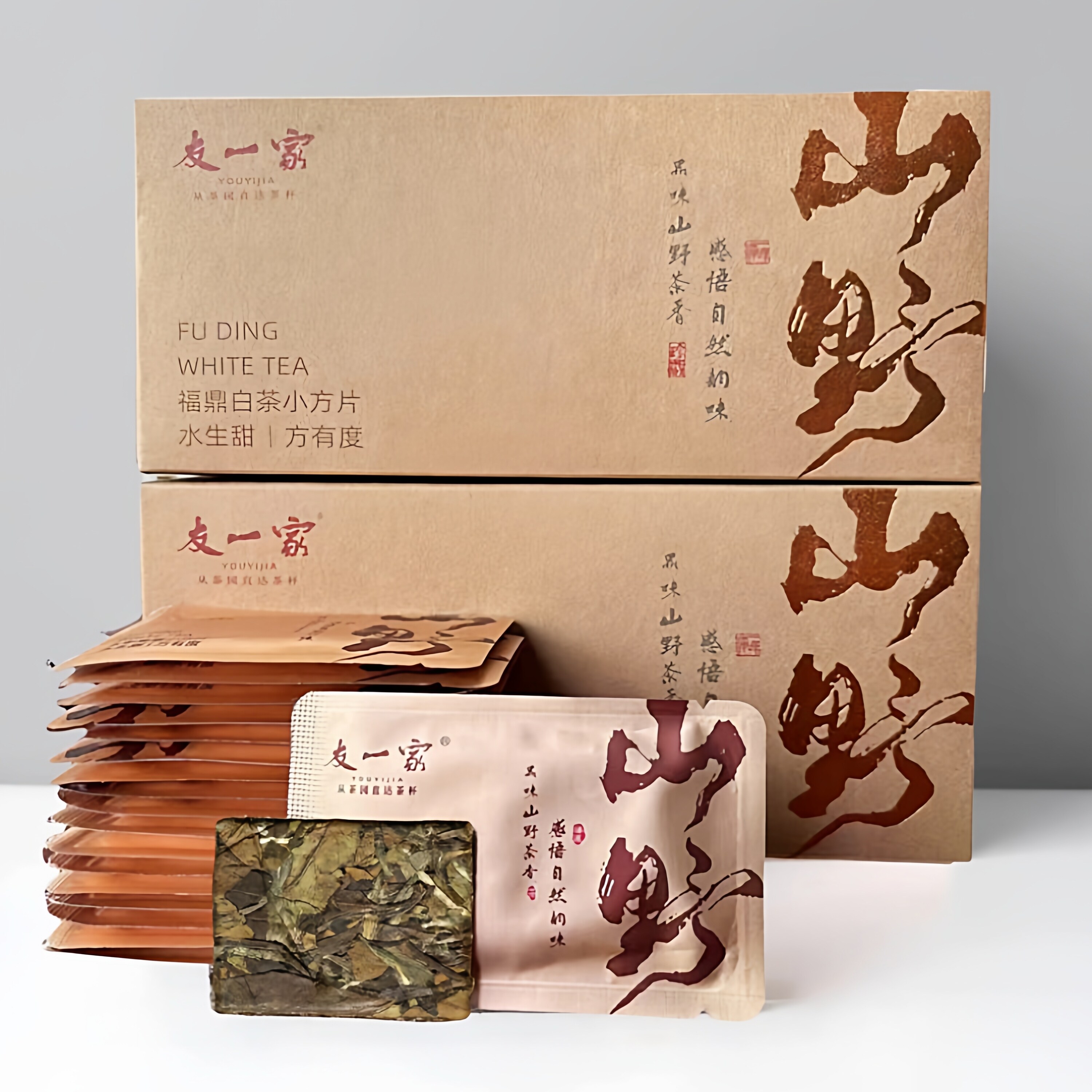 500g白茶福鼎白茶老白茶荒野2020寿眉贡眉茶叶紧压白茶饼干小方片