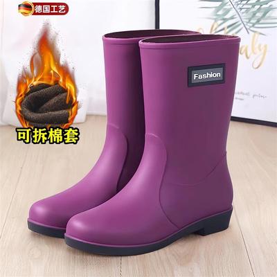 雨鞋女款轻便防滑成人胶鞋暴雨级防水鞋下地干活女式雨靴厨房专用