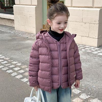 儿童轻薄款羽绒服女童保暖冬季白鸭绒内胆马甲外套连帽高充绒量