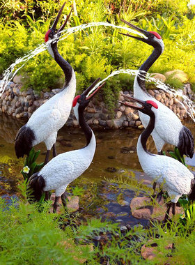 仿真玻璃钢庭院园林水池造景仙鹤