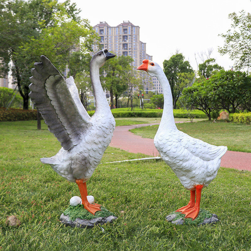 玻璃钢仿真动物花园大白鹅雕塑落地摆件庭院水池饭店商场造景装饰