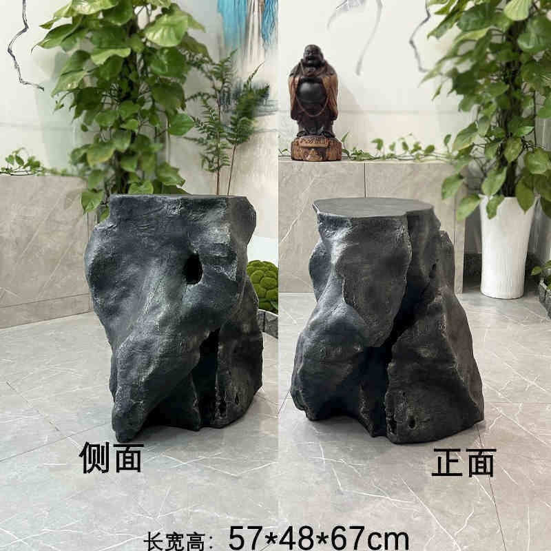 仿真石桌脚茶几支撑装饰轻奢玻璃钢摆件底座创意民宿咖啡厅景观石