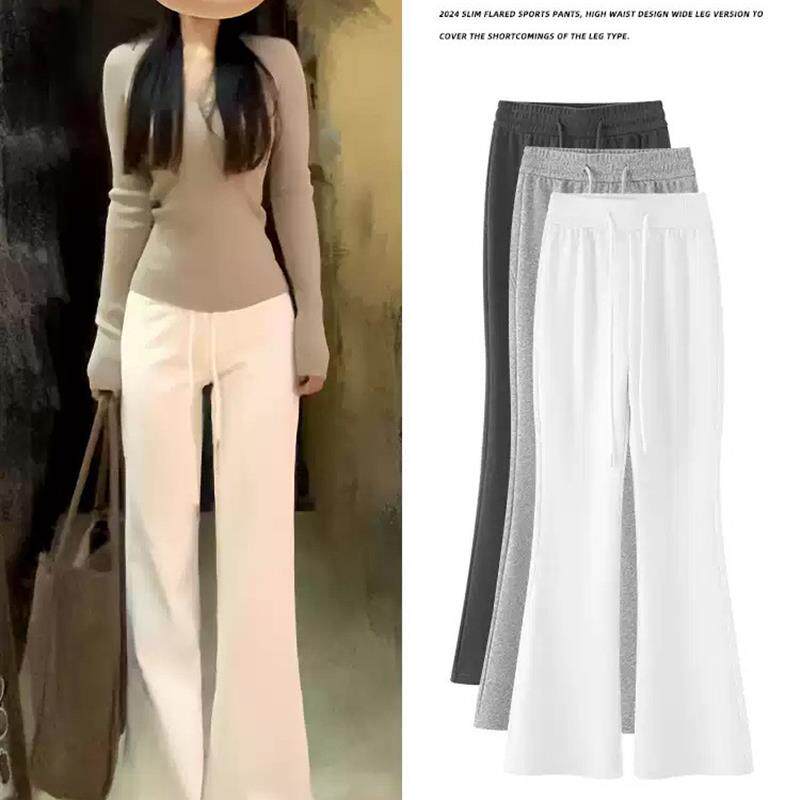 微喇运动裤子女春秋季2026新款高腰显瘦喇叭裤小个子休闲灰色卫裤