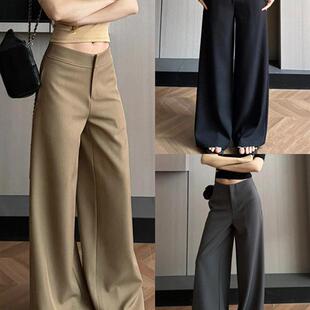春秋季 子2026新款 老钱风大码 胖mm宽松显瘦西装 卡其色阔腿裤 裤 女裤
