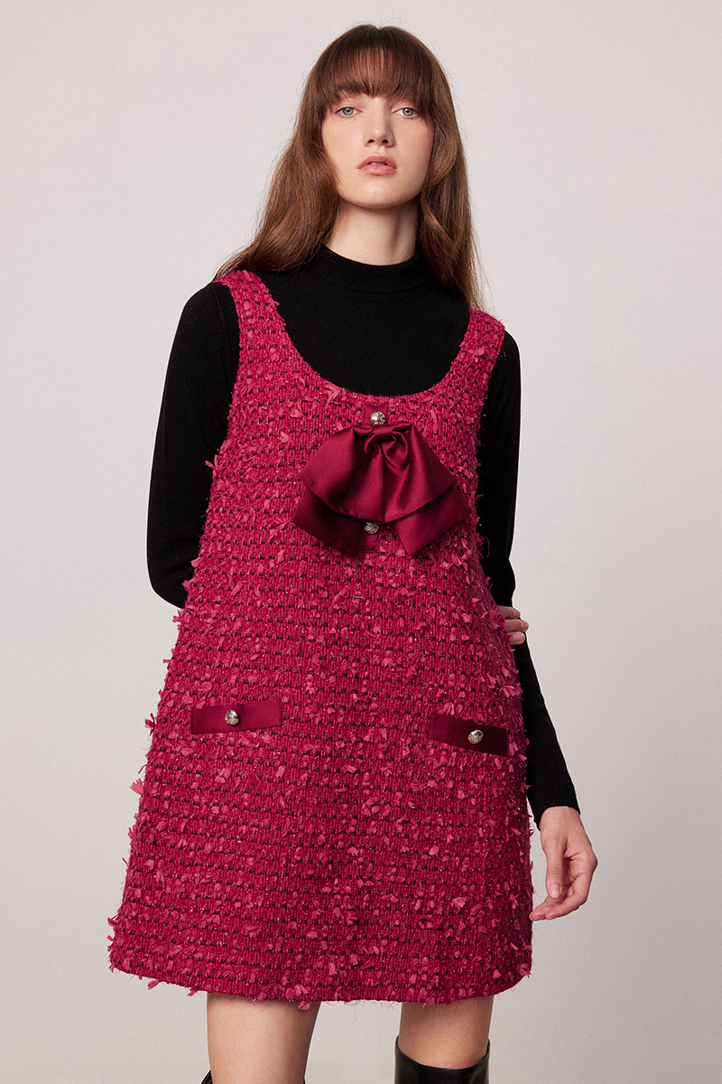 Fabrique羊毛粗花呢连衣裙