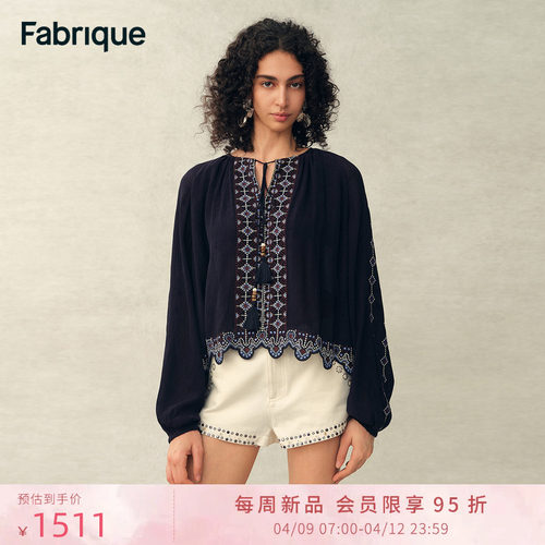 【本周新品】Fabrique 薄纱波西米亚刺绣蕾丝衫法式衬衫上衣