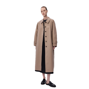 Fabrique 宽松版型 灰棕单排扣法兰绒里布风衣女秋新品