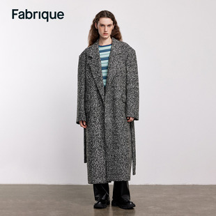 宽松版 Fabrique 型可拆卸腰带羊毛毛呢大衣