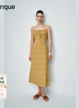 【卢昱晓同款】Fabrique周末晨光桑蚕丝法式吊带连衣裙2025裙子女
