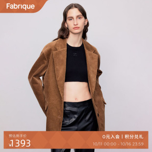 淡雅白茶 新款 宽松版 女冬季 型羊毛灯芯绒拼接西装 Fabrique
