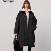 Fabrique 腰带大廓形夹棉风衣可拆卸内胆棉服