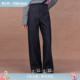 新品 子女 裤 Fabrique复古深蓝色格纹直筒牛仔裤