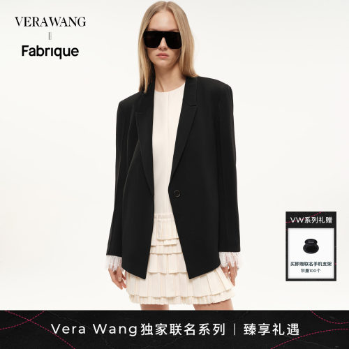 VeraWang薄醋酸女士黑西装外套