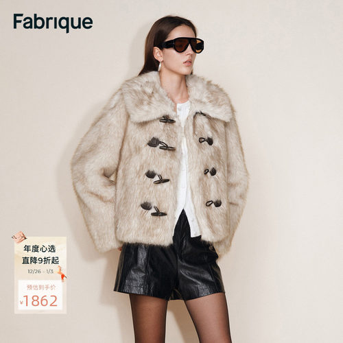 Fabrique仿狐狸毛短款皮草外套