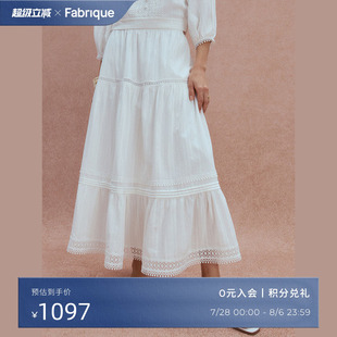 刺绣纯棉蕾丝长裙2025蛋糕波嬉半身裙 Fabrique宫廷谧境白浪花法式