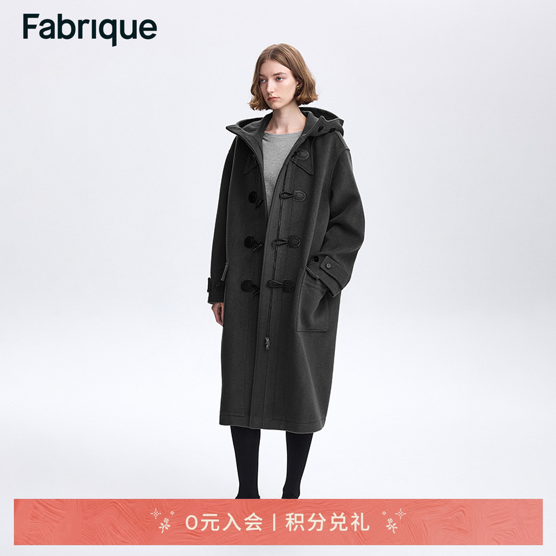 Fabrique长款羊毛牛角扣毛呢大衣