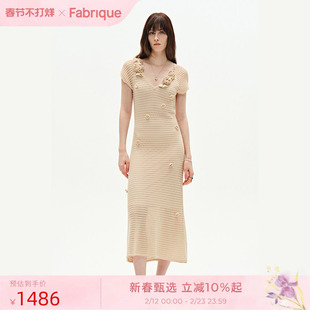 Fabrique手工钩花针织连衣裙新款波嬉度假显瘦法式裙子女