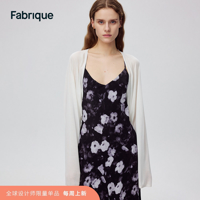 Fabrique 桑蚕丝天丝混纺微透针织开衫女2024夏季新款轻薄上衣