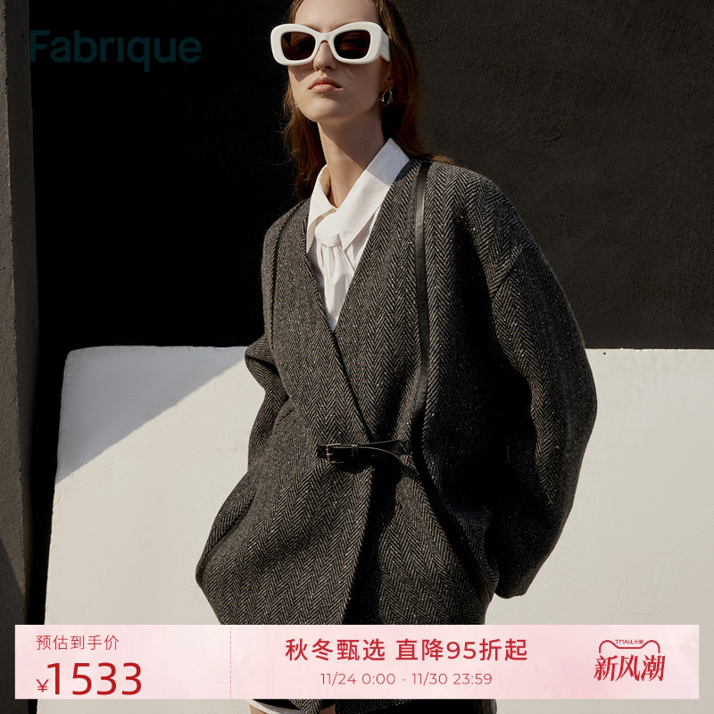 Fabrique羊毛混纺短款大衣