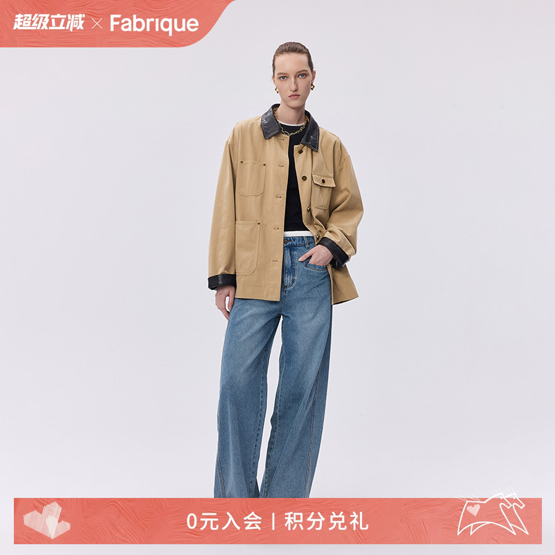 巴恩风秋季皮领工装外套猎装夹克