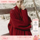 Fabrique玛瑙红色羊毛羊绒中长款 流苏围巾呢子大衣25年冬毛呢外套