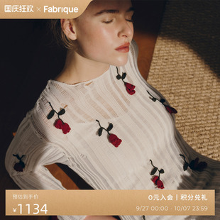 夜风铃手工钩花长袖 Fabrique 镂空针织连衣裙女春夏 高露同款